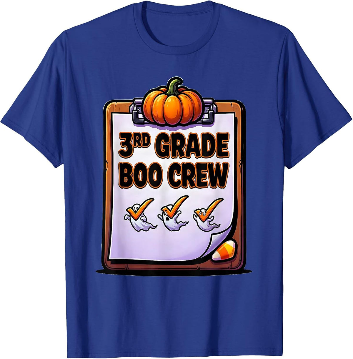Men's 3rd Grade Boo Crew Funny Third Grade Teacher Halloween T-Shirt - Royal Blue