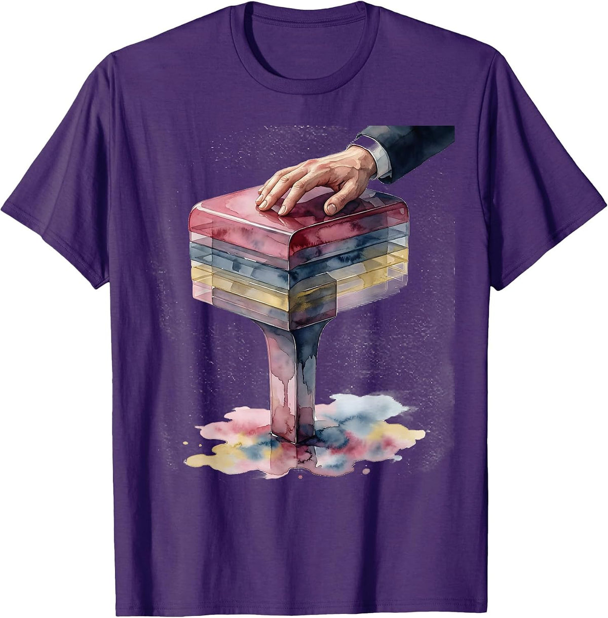 Piano Key Watercolor Pianist Gift Music Lover Humor T-Shirt - Purple