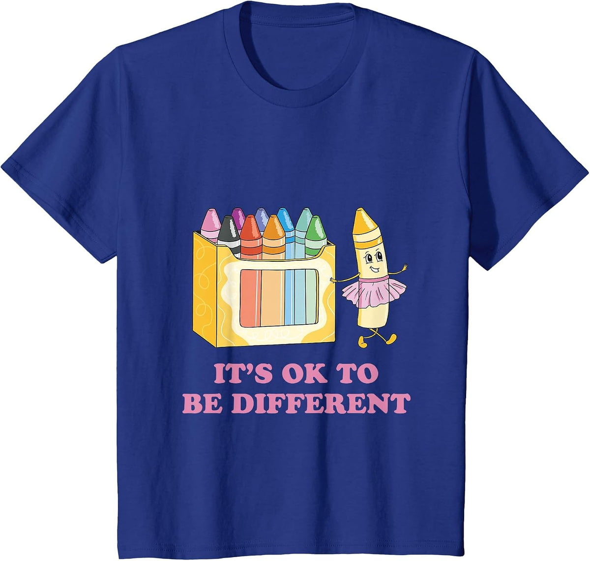 It's Okay to be Different Crayons, Autism Awareness Month T-Shirt - Royal Blue