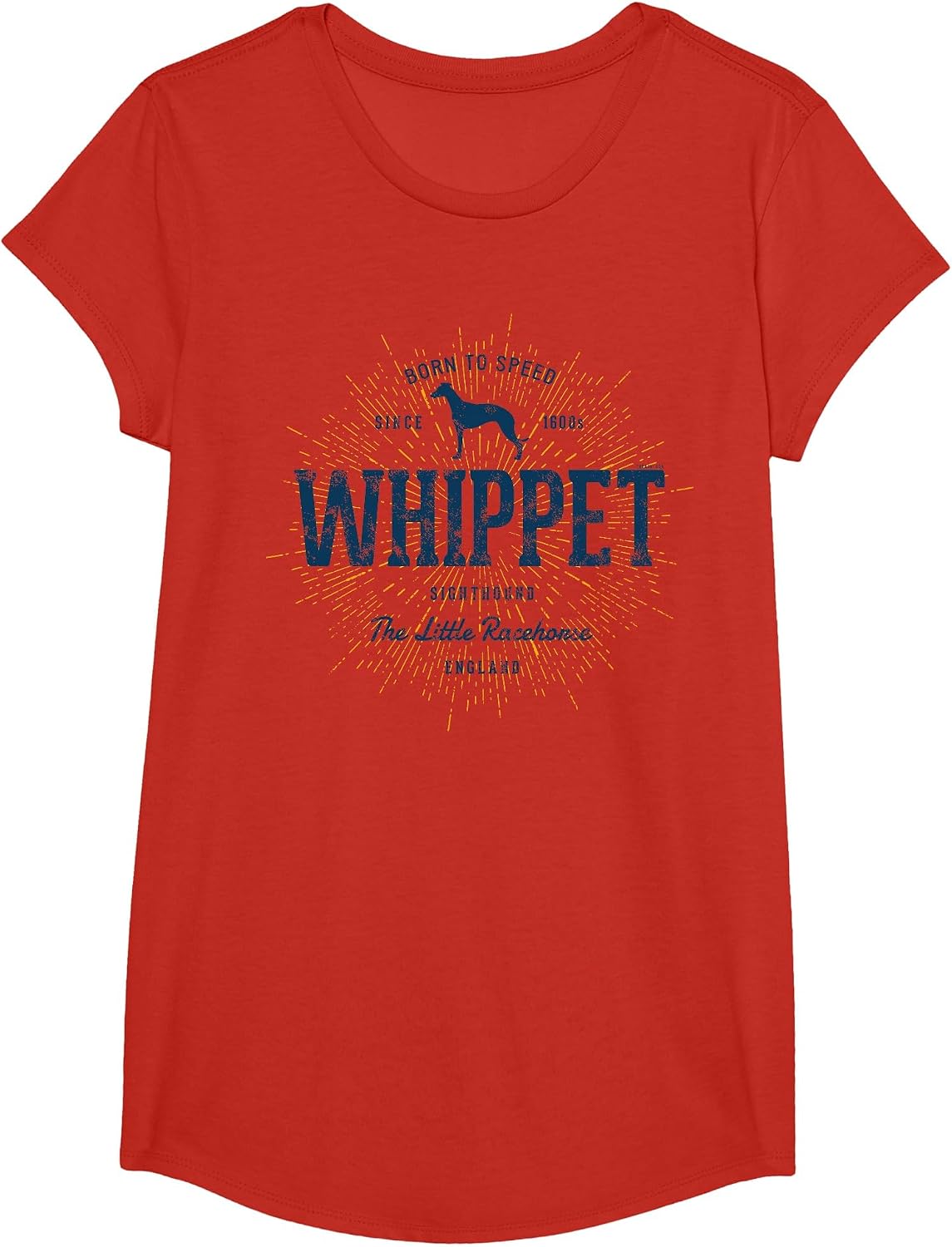 Vintage Whippet Retro T-Shirt - Girls Red