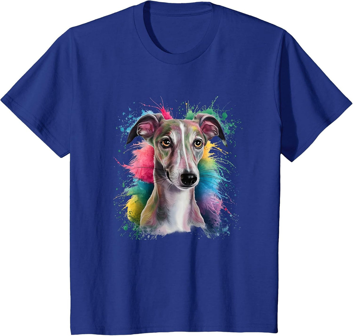 Men's Women's Colourful Watercolour Italian Greyhound T-Shirt - Royal Blue
