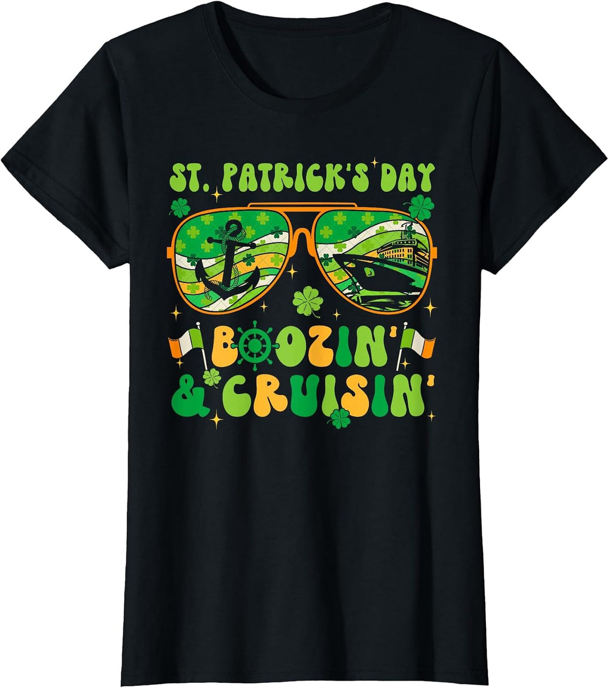 St Patricks Day Cruise Matching Cruising Boozing Drinking T-Shirt - Black
