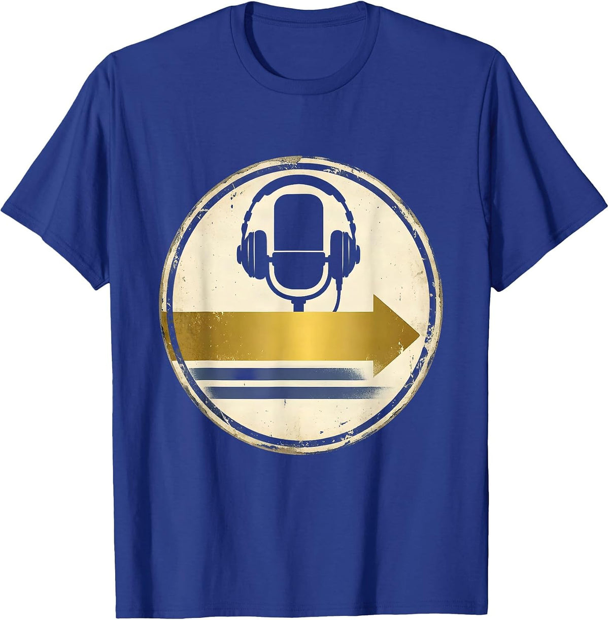 Thin Gold Line Boom Mic 911 Dispatcher Vintage Tribute T-Shirt - Royal Blue