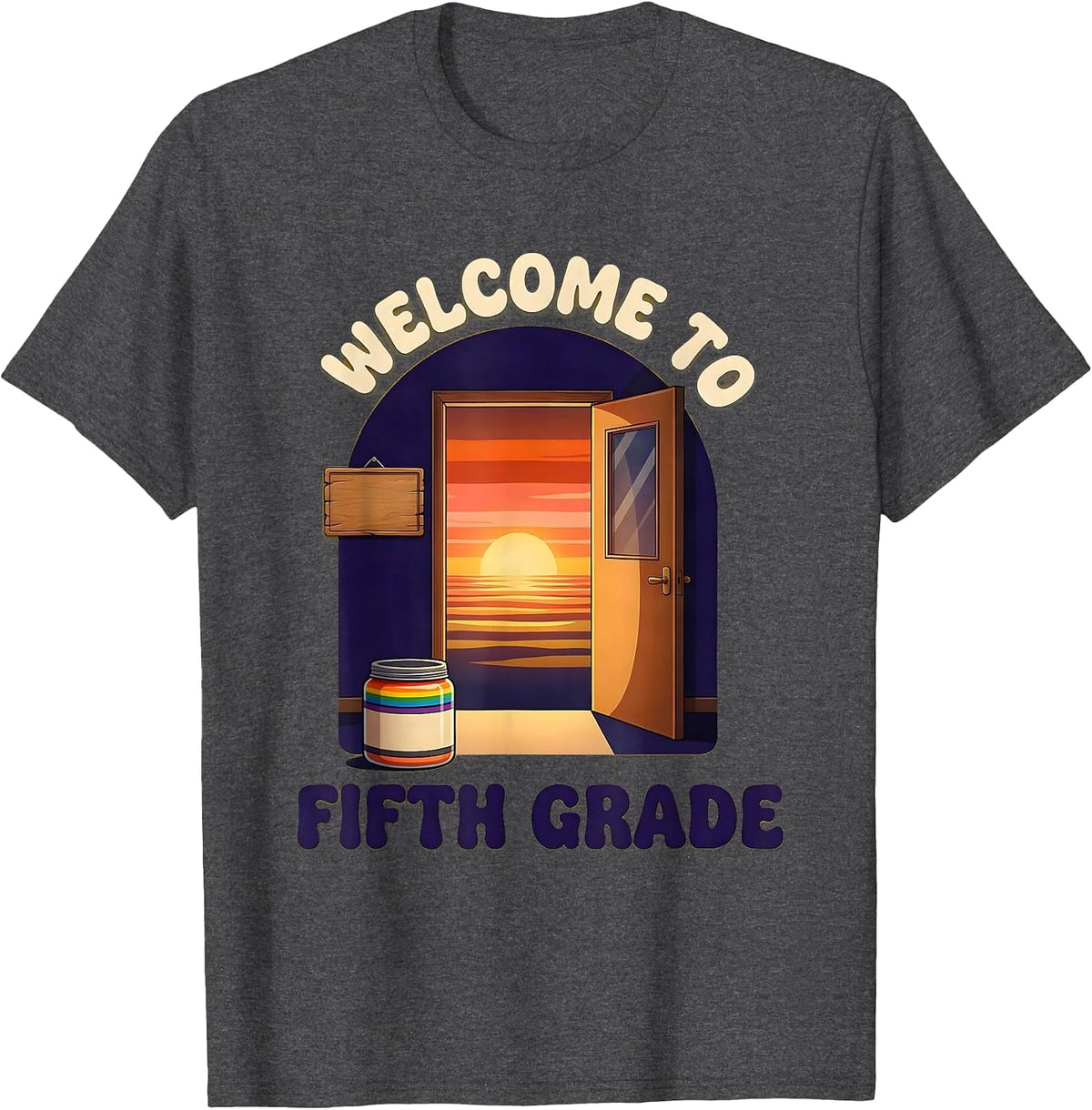 Men's Welcome To Fifth Grade Retro Fifth Grade Back To School 5th T-Shirt - Dark Heather Grey