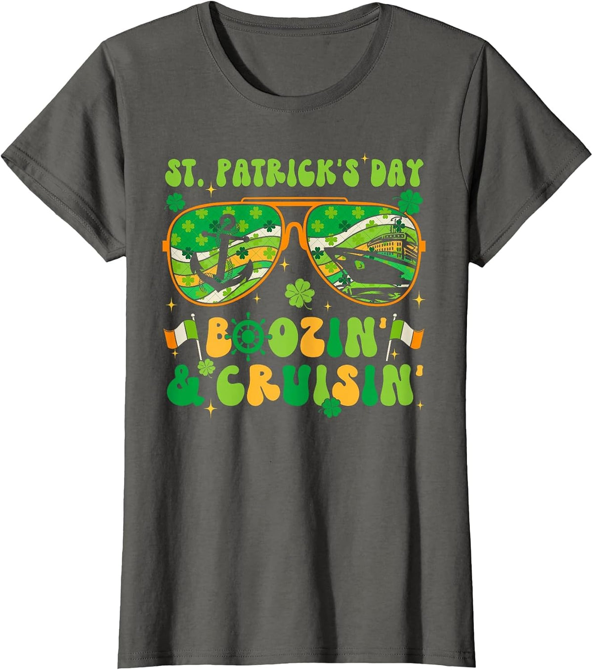 St Patricks Day Cruise Matching Cruising Boozing Drinking T-Shirt - Asphalt Grey