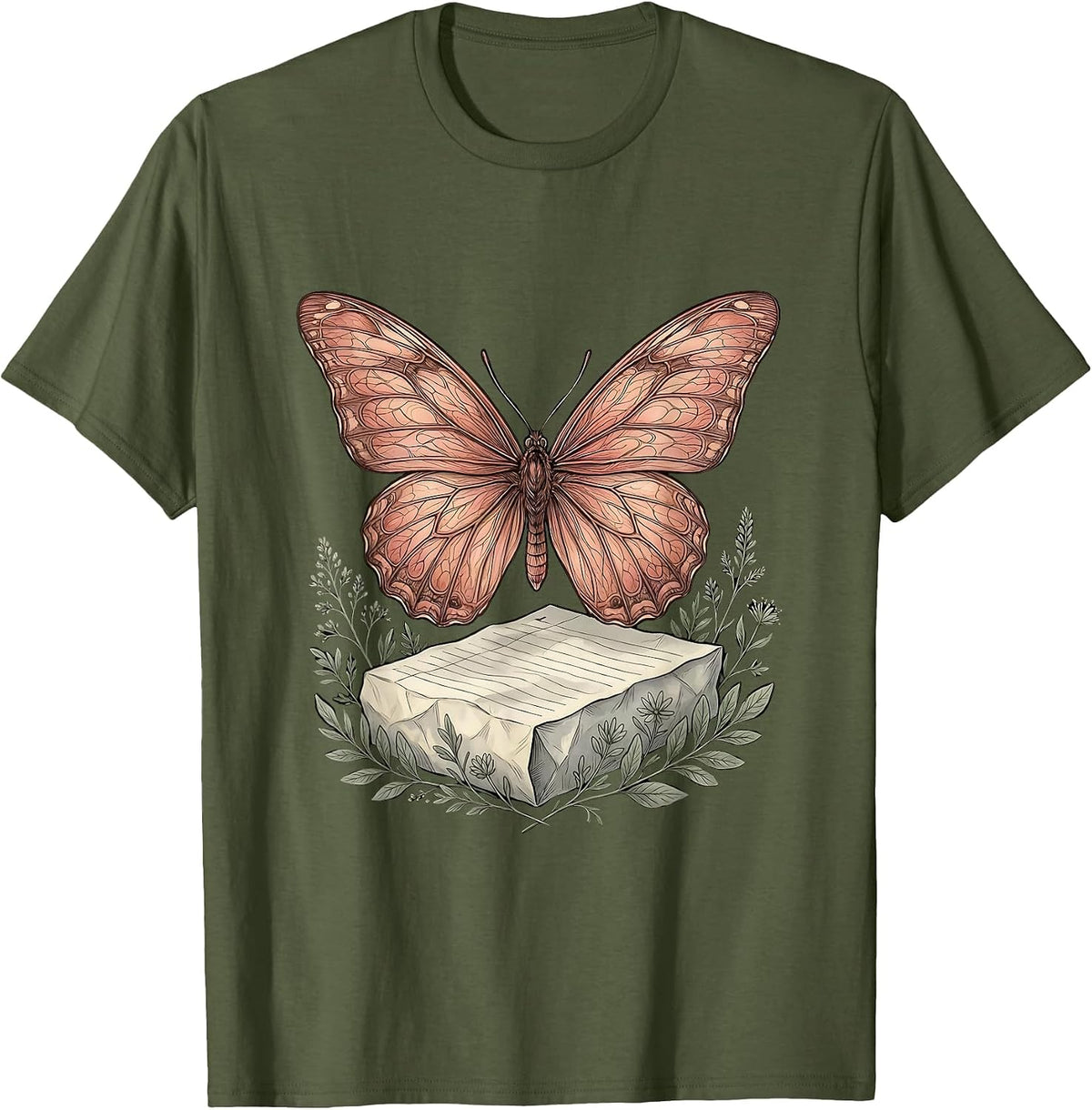 Sped Teacher Butterfly Worksheet Cocoon Design T-Shirt - Olive Green
