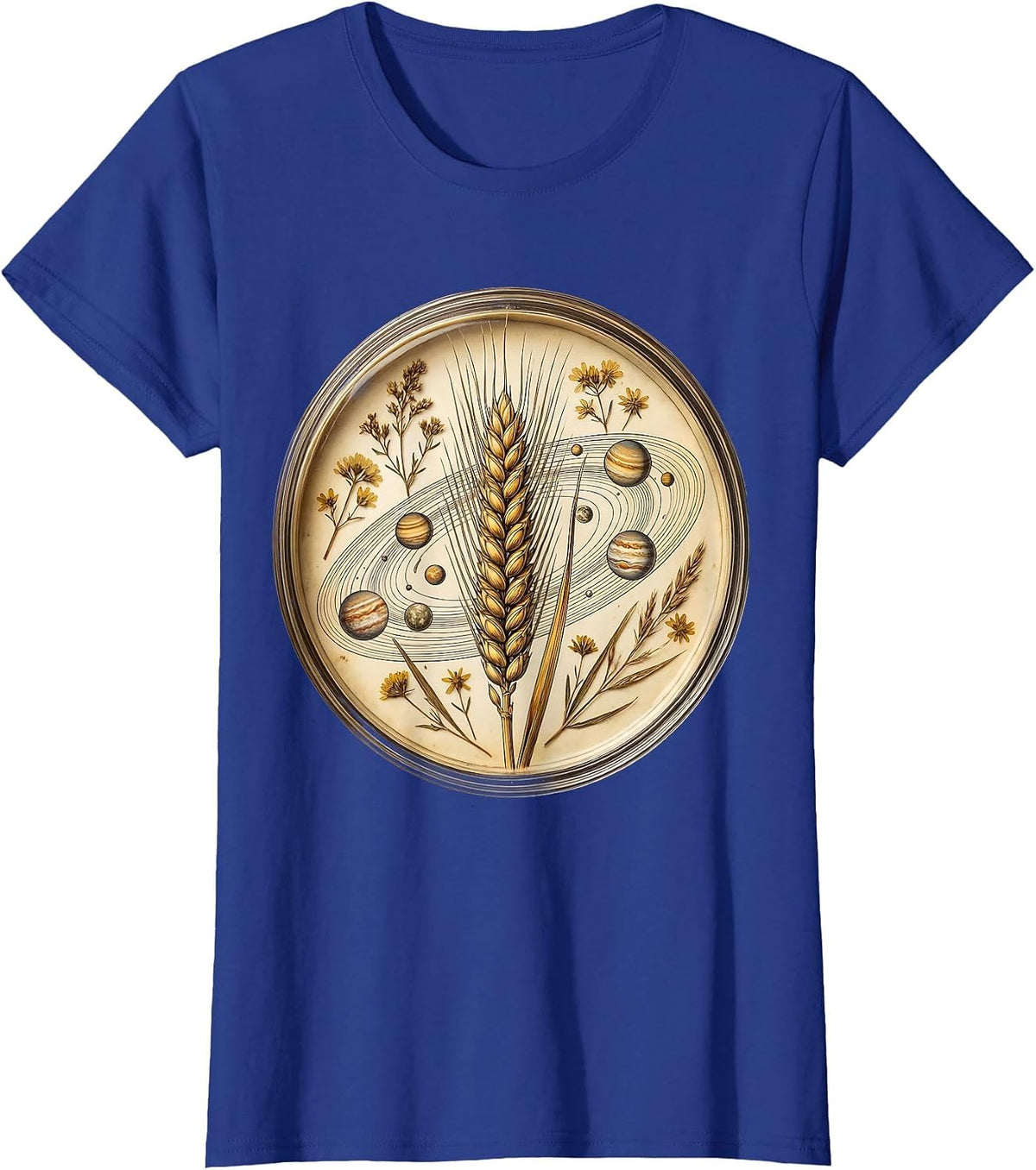 Women's Virgo Maiden Cosmic Planets Astrology Graphic T-Shirt - Royal Blue
