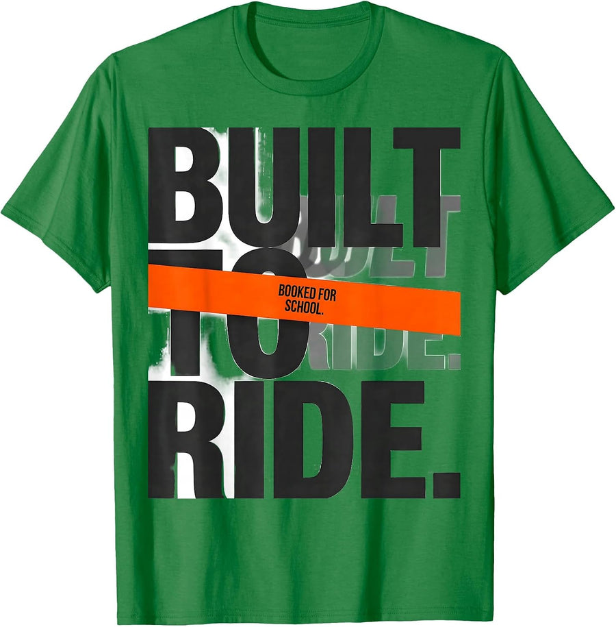 Men's Built To Ride Booked For School Kids Dirt Bike Boy T-Shirt - Kelly Green