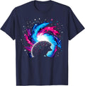 Cool Cosmic Hedgehog Galaxy Graphic Space Art T-Shirt - Navy Blue
