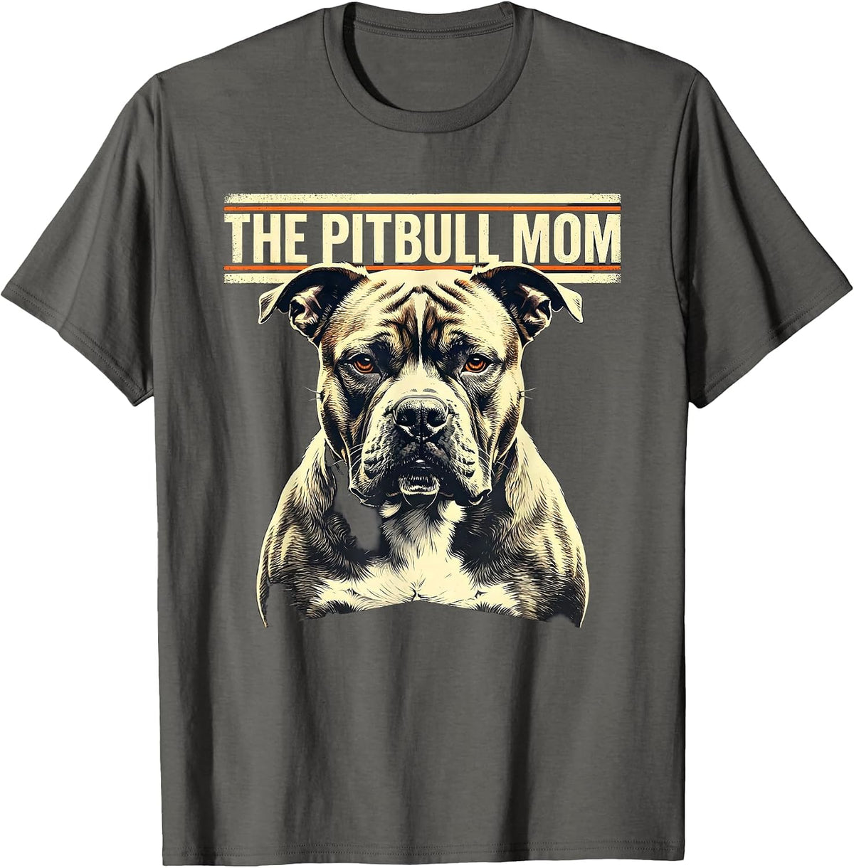 The Pitbull Mom Stencil Ghost Dog Halloween Skeleton T-Shirt - Asphalt Grey