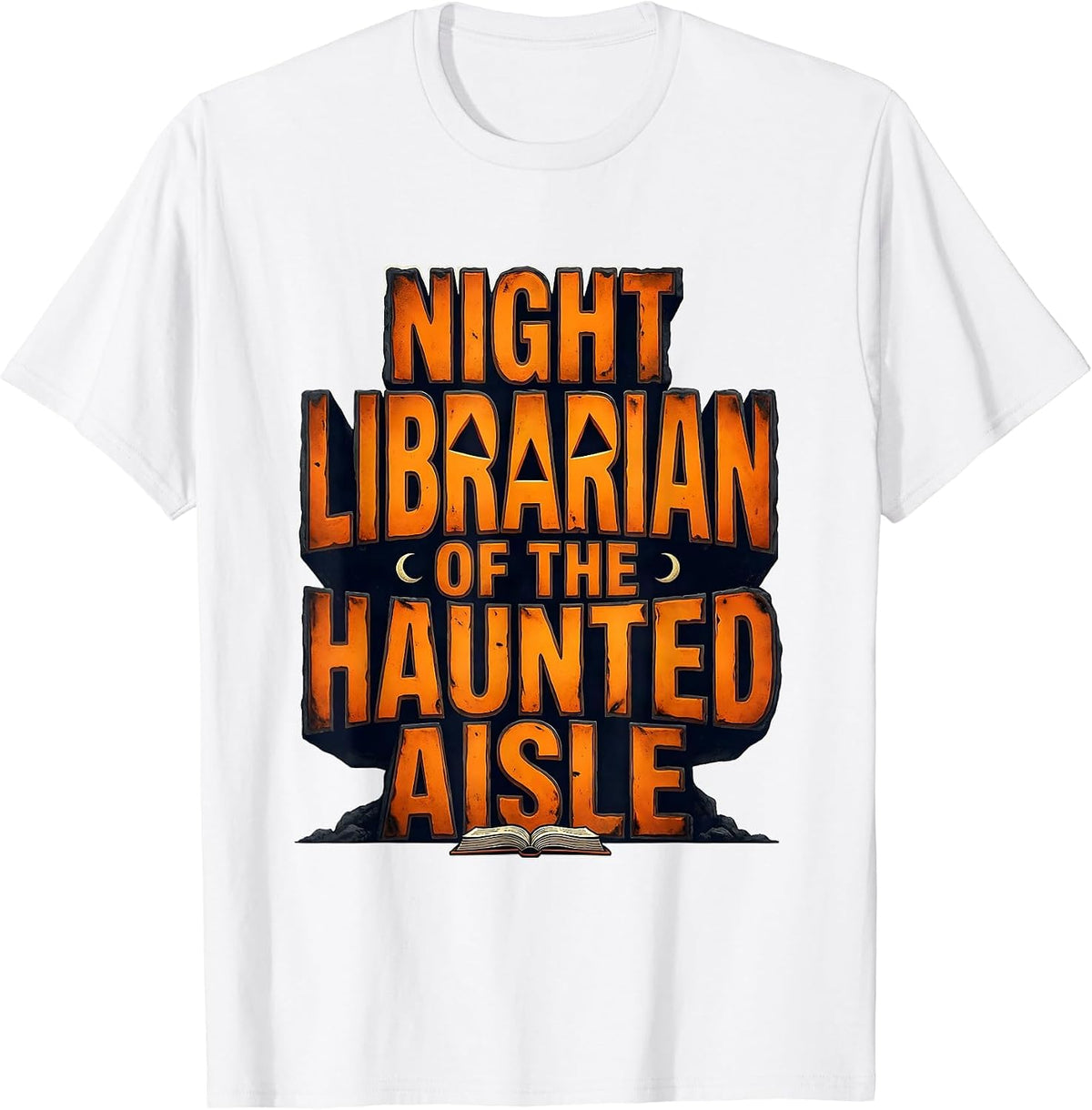 Men's Night Librarian of the Haunted Aisle Funny Halloween T-Shirt - White