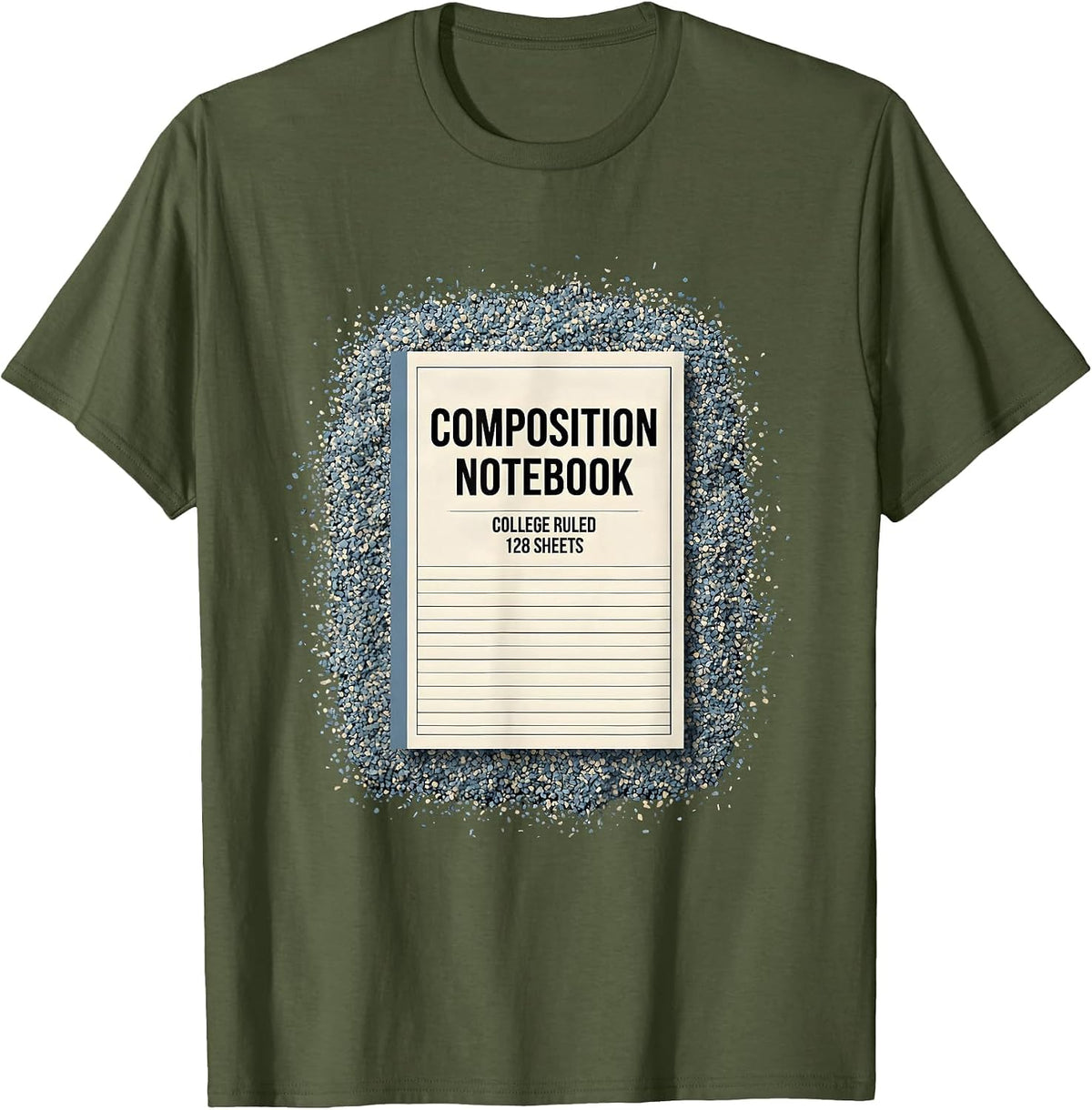 Men's Composition Notebook College Ruled 128 Sheets Teacher T-Shirt - Olive Green