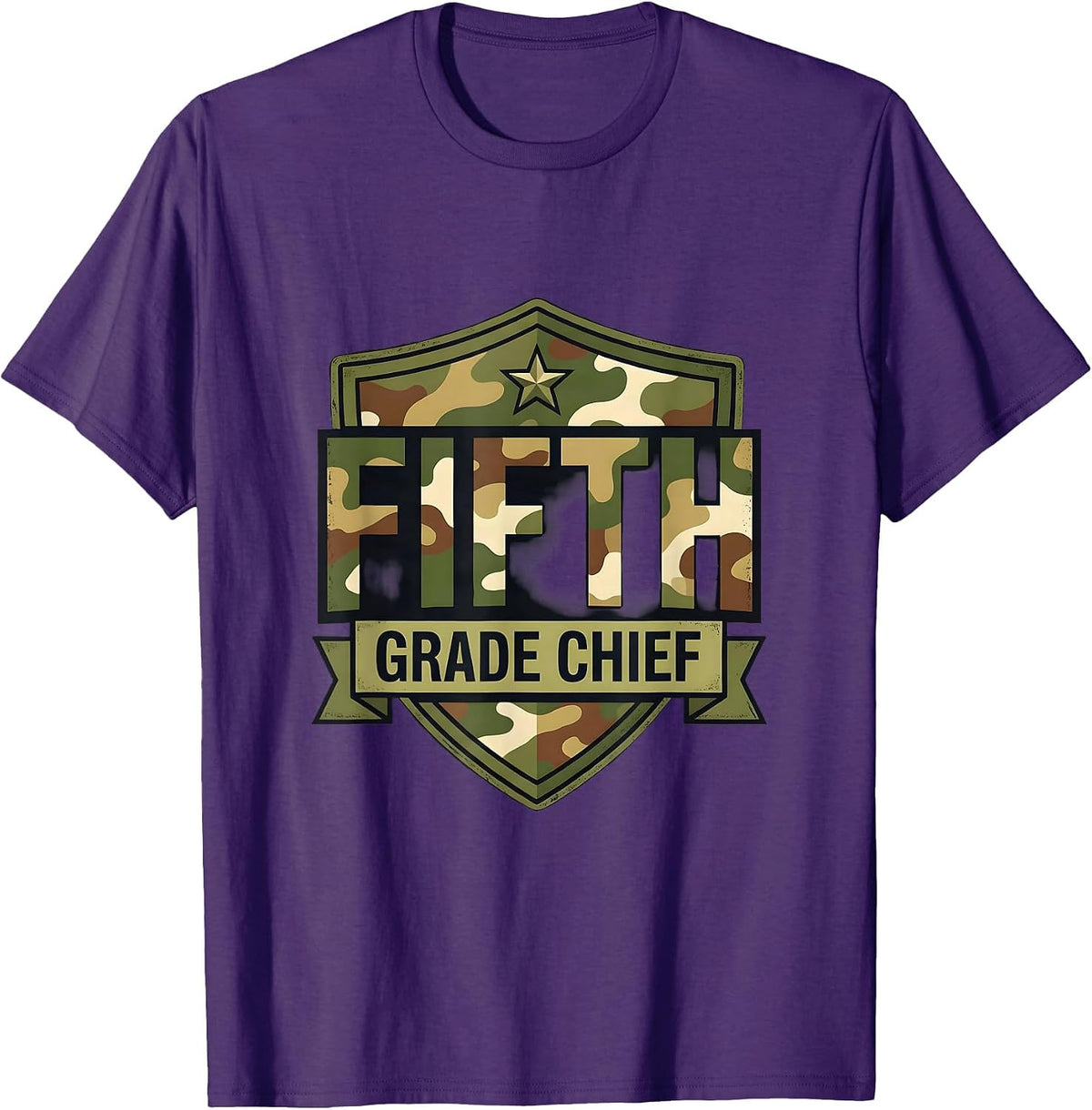 Men's Fifth Grade Chief Camo Back To School Boys First Day T-Shirt - Purple