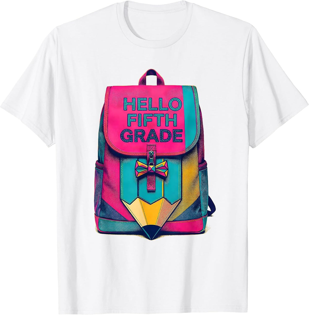 Men's Hello Fifth Grade Cute Coquette Back To School Pencil Bow T-Shirt - White