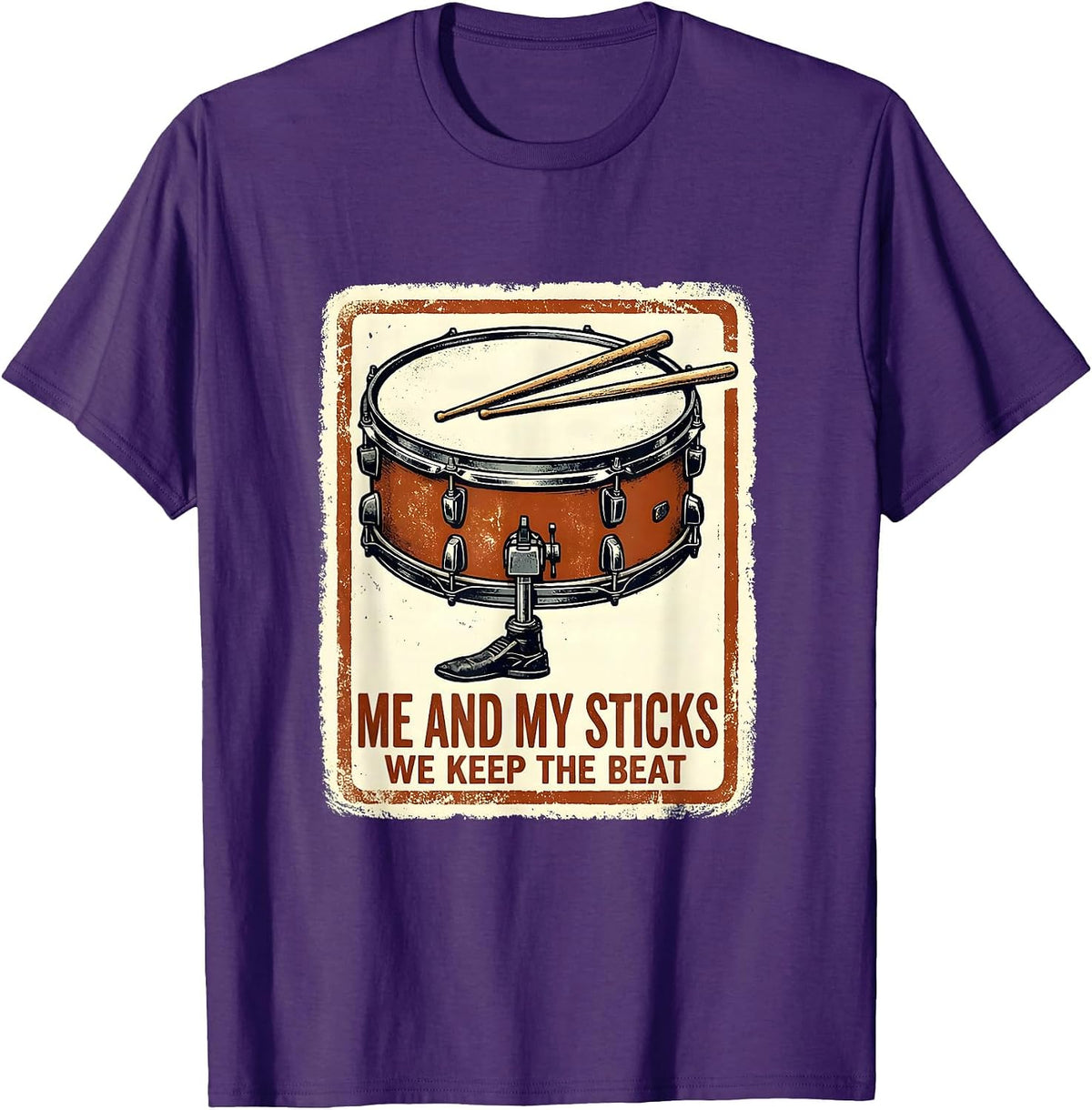 Me And My Sticks We Keep The Beat Christian Drummer Worship T-Shirt - Purple