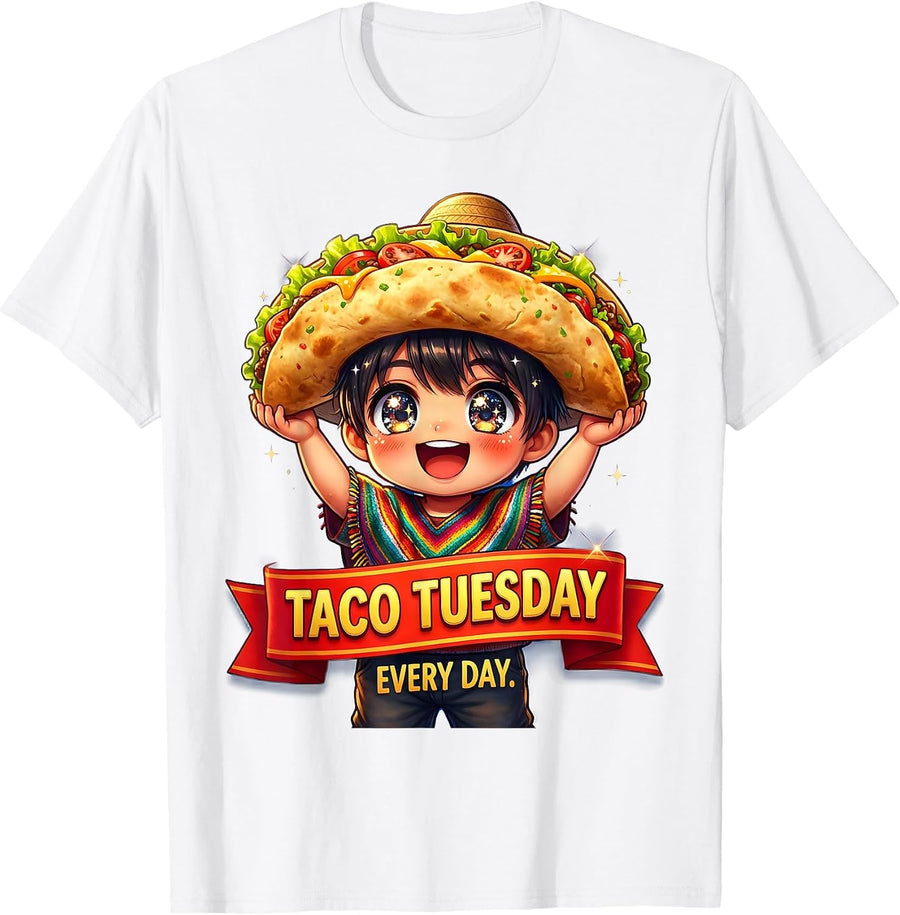 Men's Taco Tuesday Every Day Toddler Mexican Design T-Shirt - White
