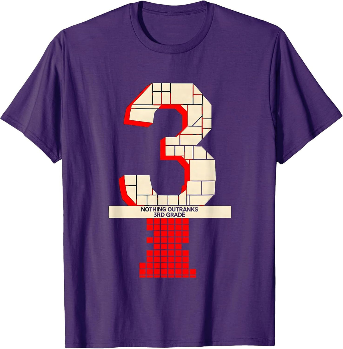 Men's Nothing Outranks 3rd Grade Funny Teacher Back To School T-Shirt - Purple