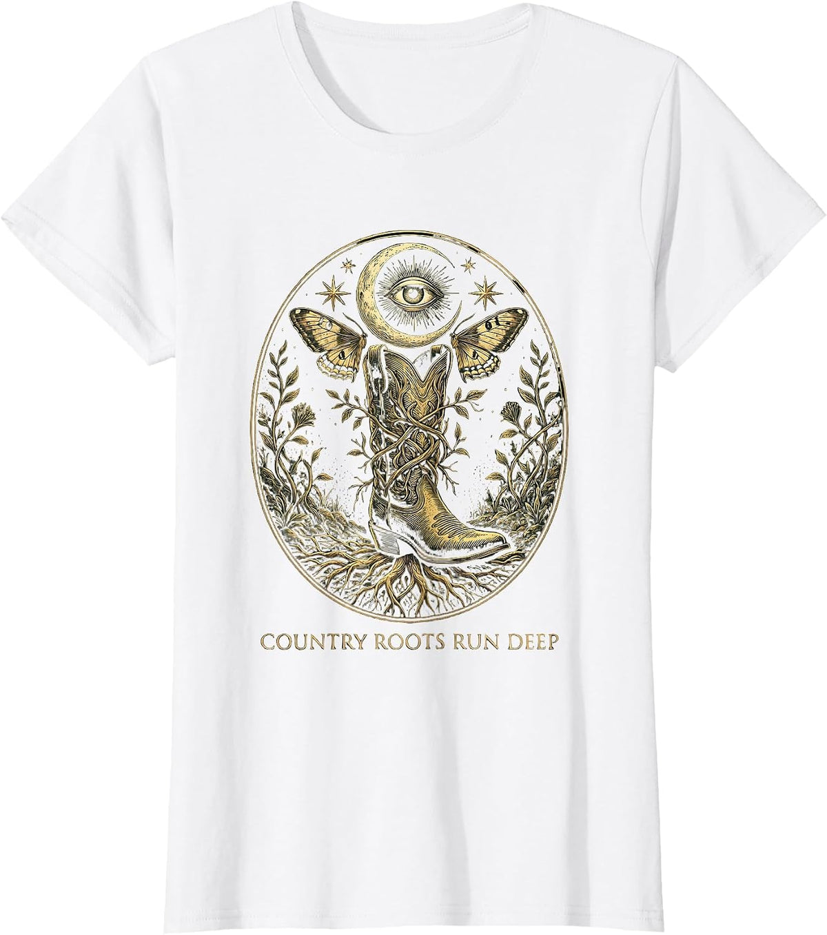 Country Roots Run Deep Western Girls Design T-Shirt - White