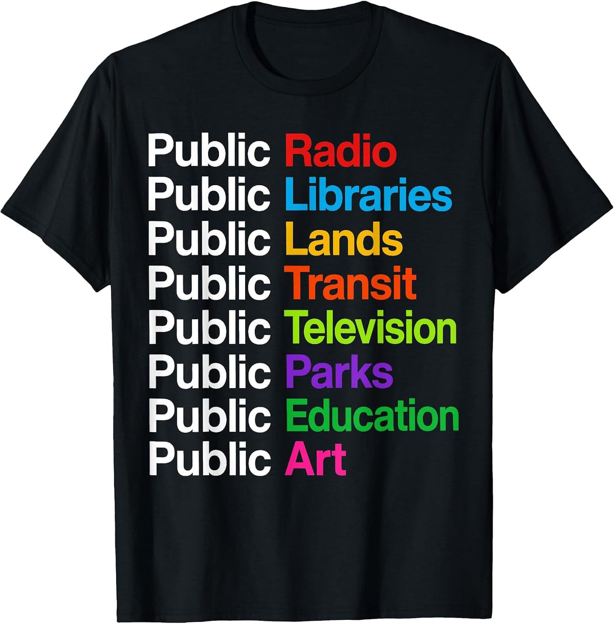 Public Radio Libraries Lands Transit Television Parks T-Shirt - Black
