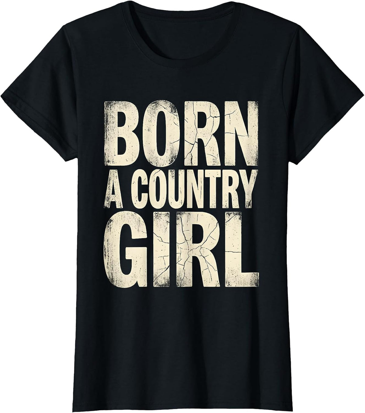 Born a Country Girl 90s Country Music Design T-Shirt - Black