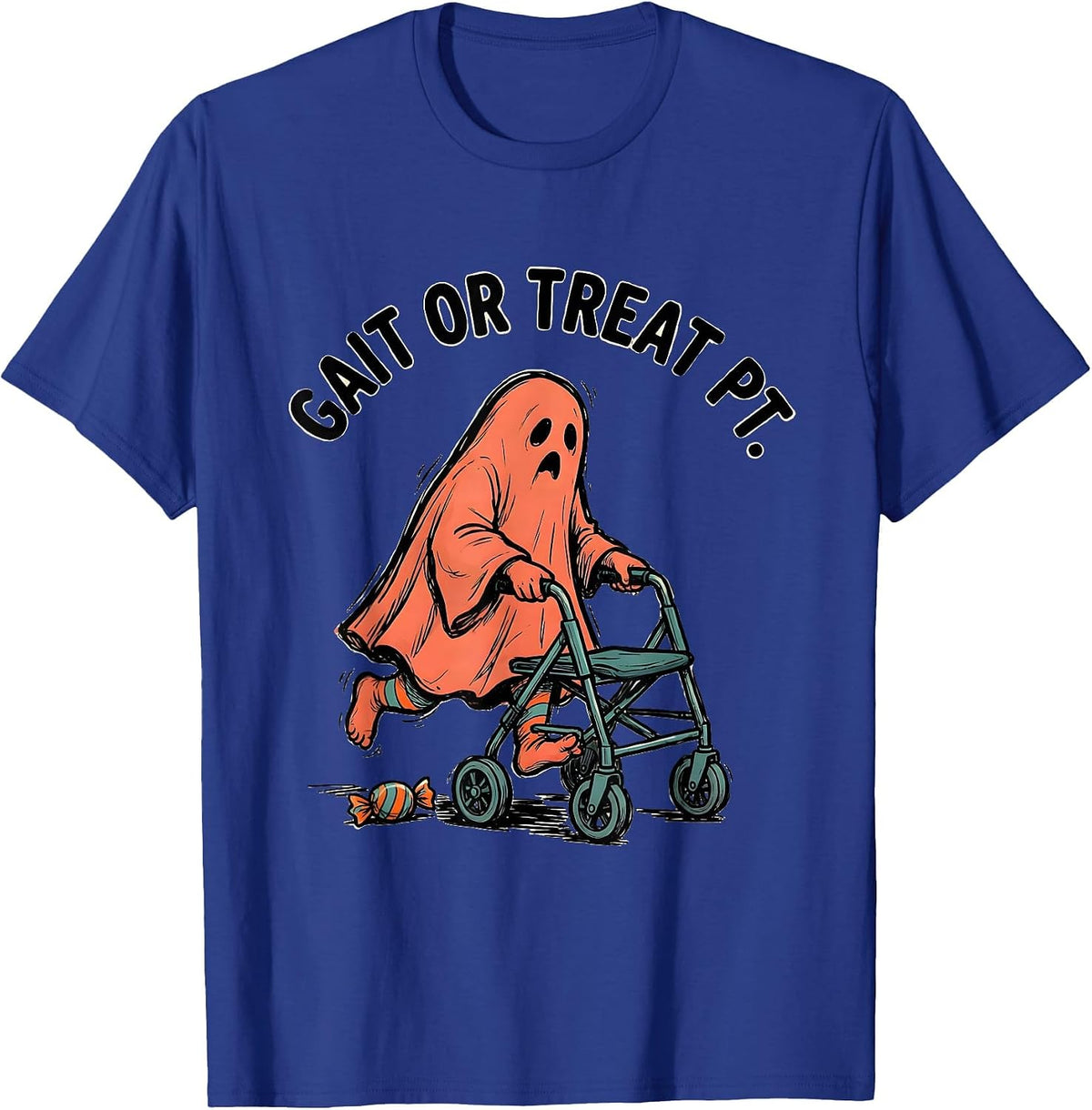Gait Or Treat PT Funny Physical Therapy Halloween Costume T-Shirt - Royal Blue