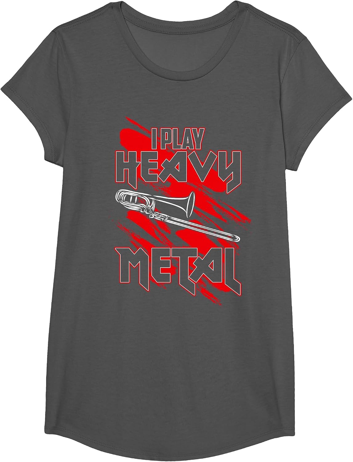 I Play Heavy Metal - Trombone Player T-Shirt - Girls Asphalt Grey