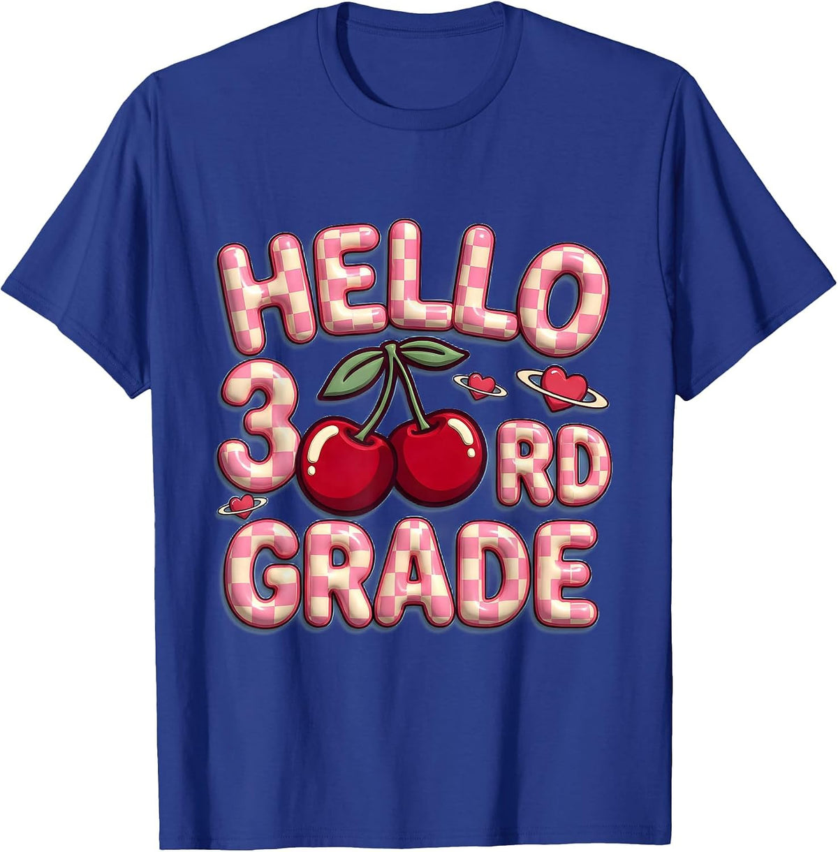 Men's Hello 3rd Grade Cute Leopard Teacher Back To School Girls T-Shirt - Royal Blue