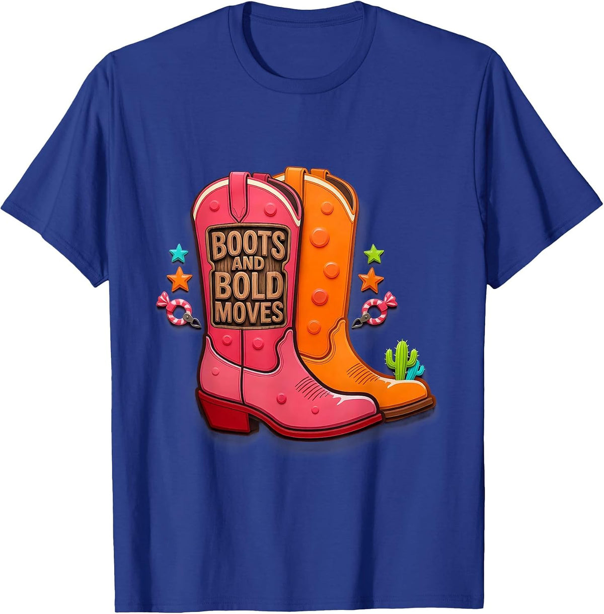 Men's Boots and Bold Moves Western Women Design T-Shirt - Royal Blue