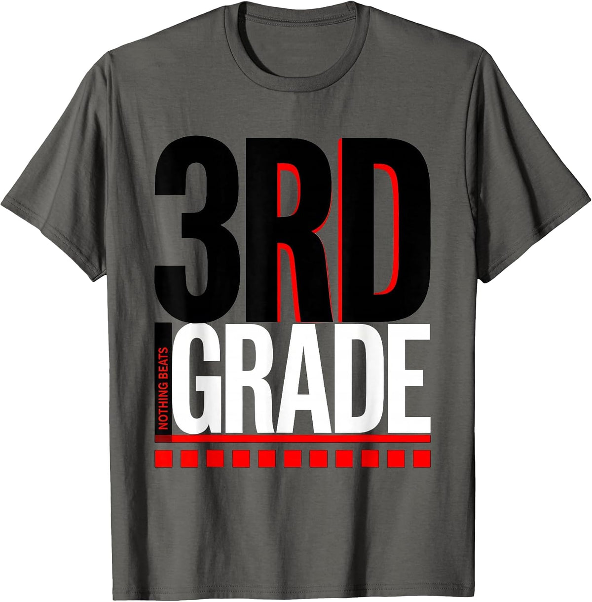 Men's Nothing Beats 3rd Grade Funny Teacher Back To School Crew T-Shirt - Asphalt Grey