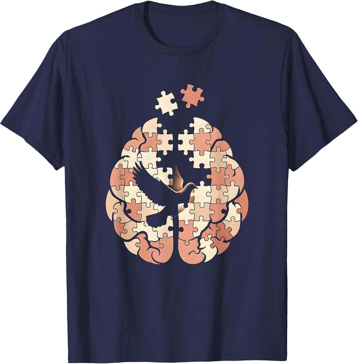 Men's Sped Teacher Brain Puzzle Piece Graphic T-Shirt - Navy Blue
