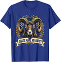Goats Make Me Happy Animal Lover Design T-Shirt - Royal Blue