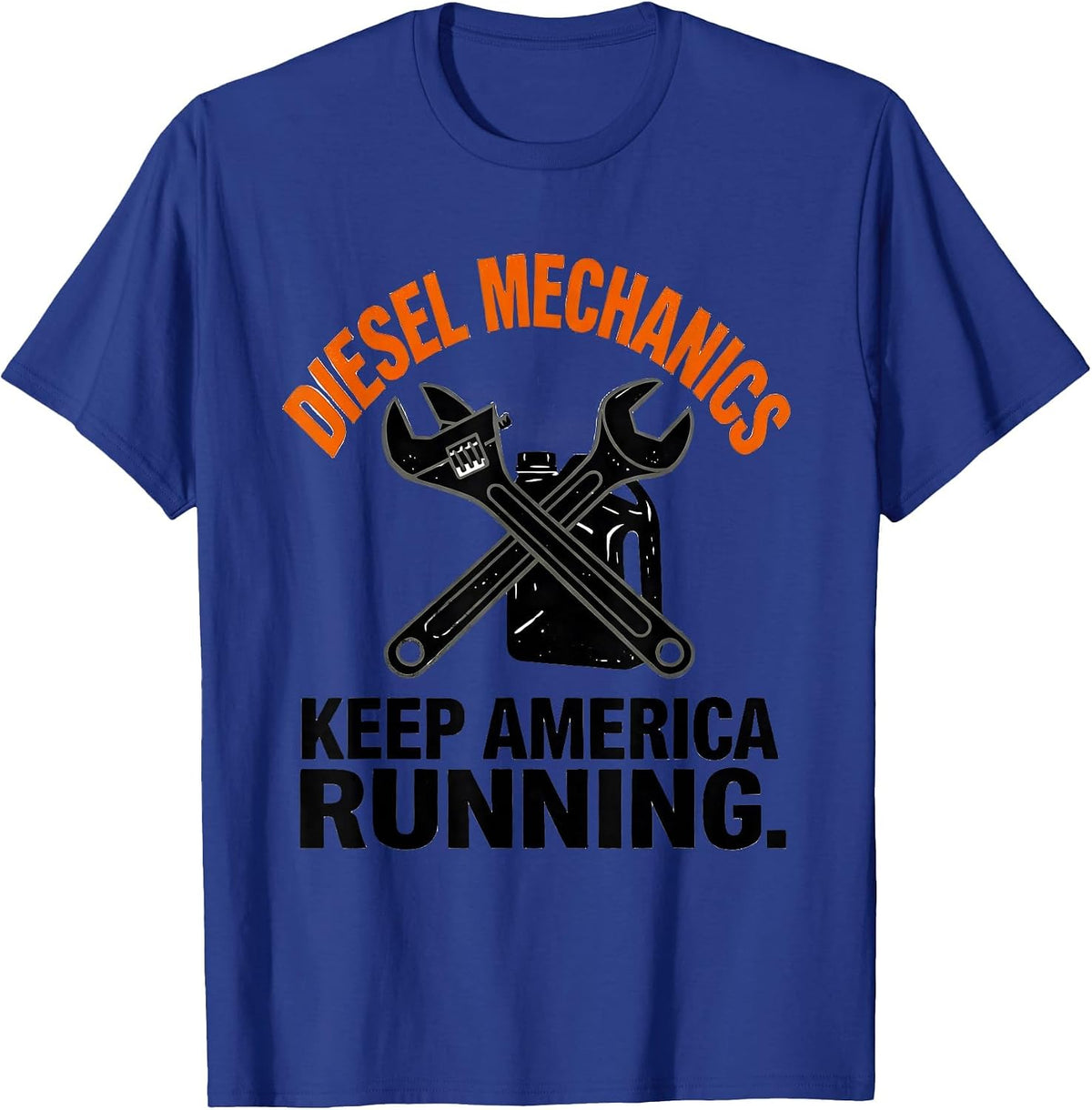 Diesel Mechanics Keep America Running Bold Screenprint T-Shirt - Royal Blue