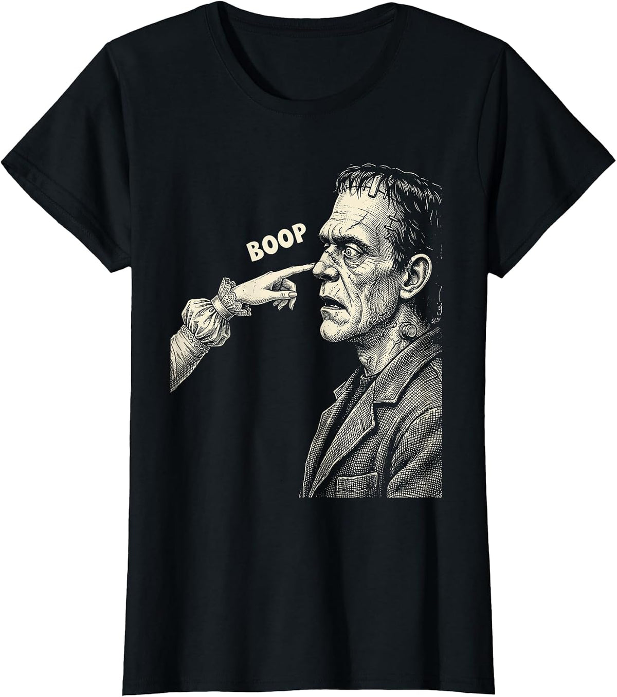 Funny Frankenstein Boop T-Shirt - Black