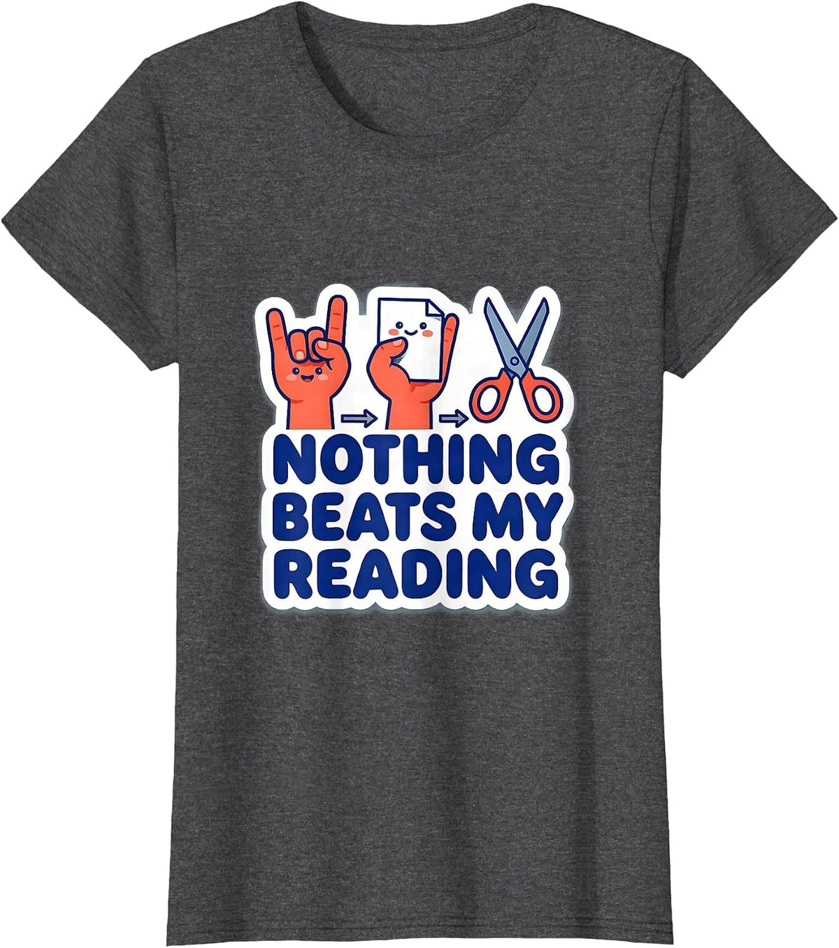 Women's Nothing Beats My Reading Funny Book Lover Back To School T-Shirt - Dark Heather Grey