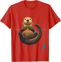 Men's Back-Floating Sea Otter Funny Animal Lover Gift T-Shirt - Red