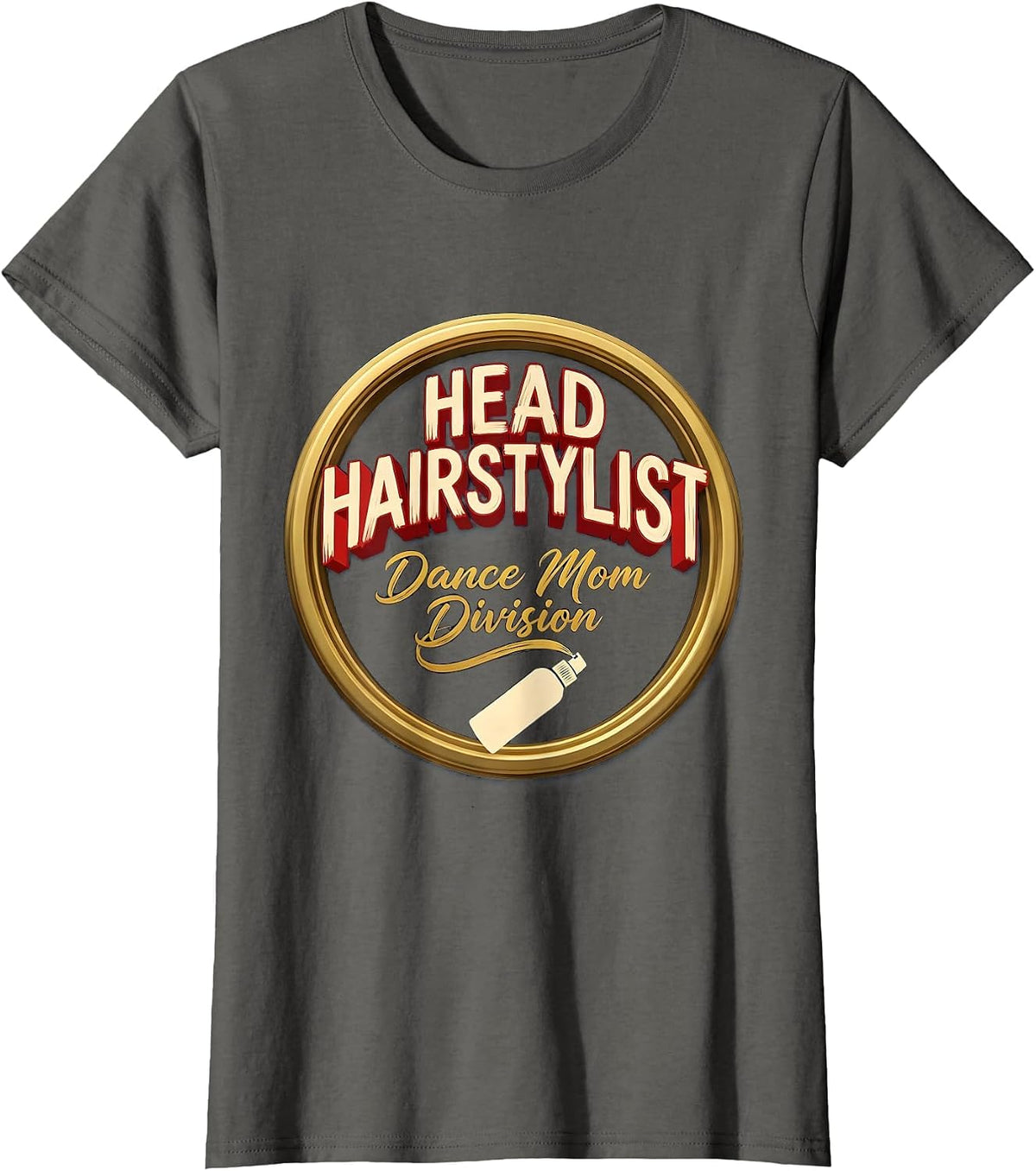 Women's Head Hairstylist Dance Mom Division Funny Leopard Print T-Shirt - Asphalt Grey