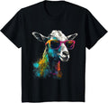 Goat Lover Artwork Sunglasses | Colorful Animal Motif Goat T-Shirt - Black
