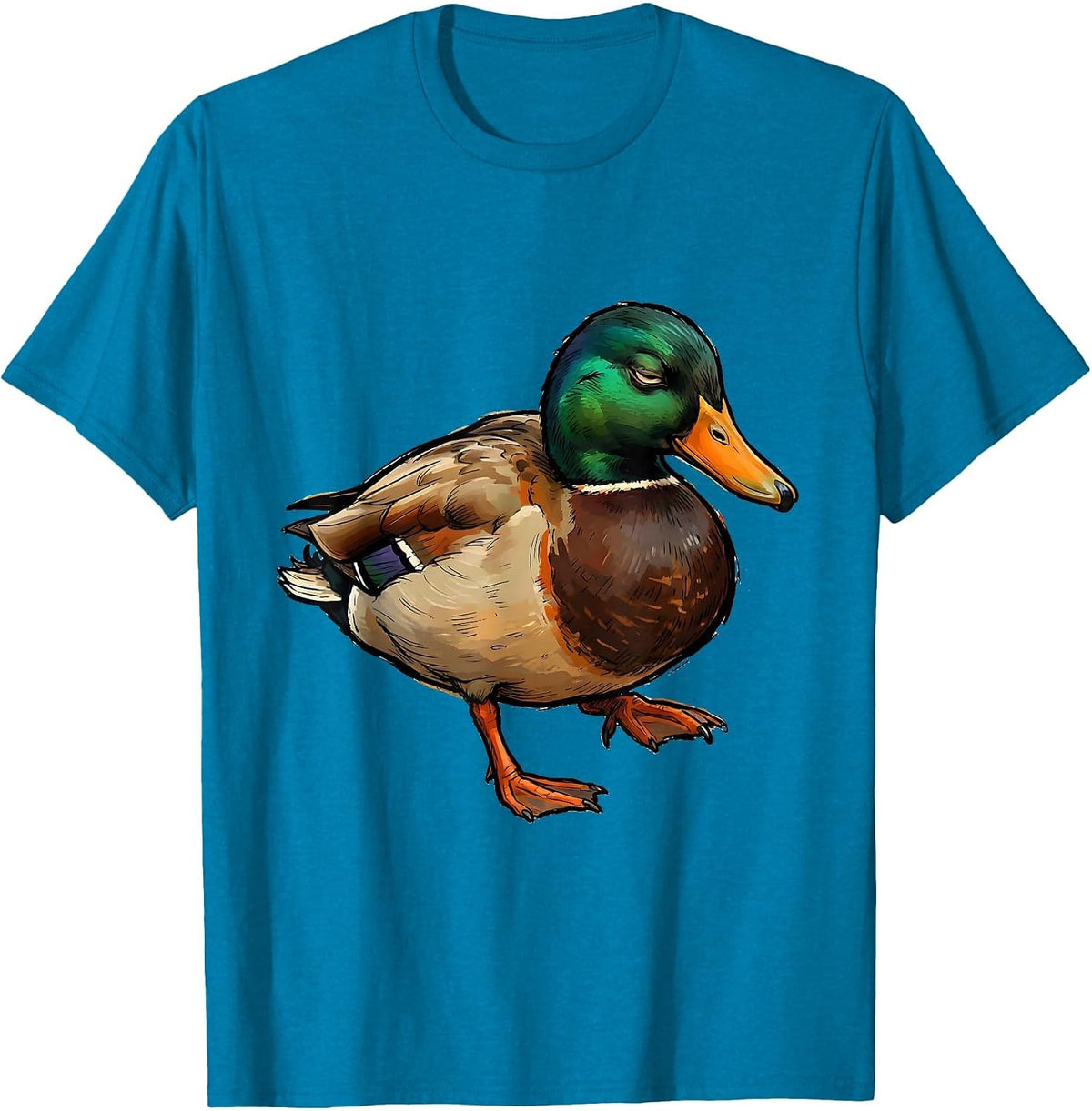 Mallard Drake Waterfowl Hunter Camo Casual Outdoor T-Shirt - Sapphire Blue