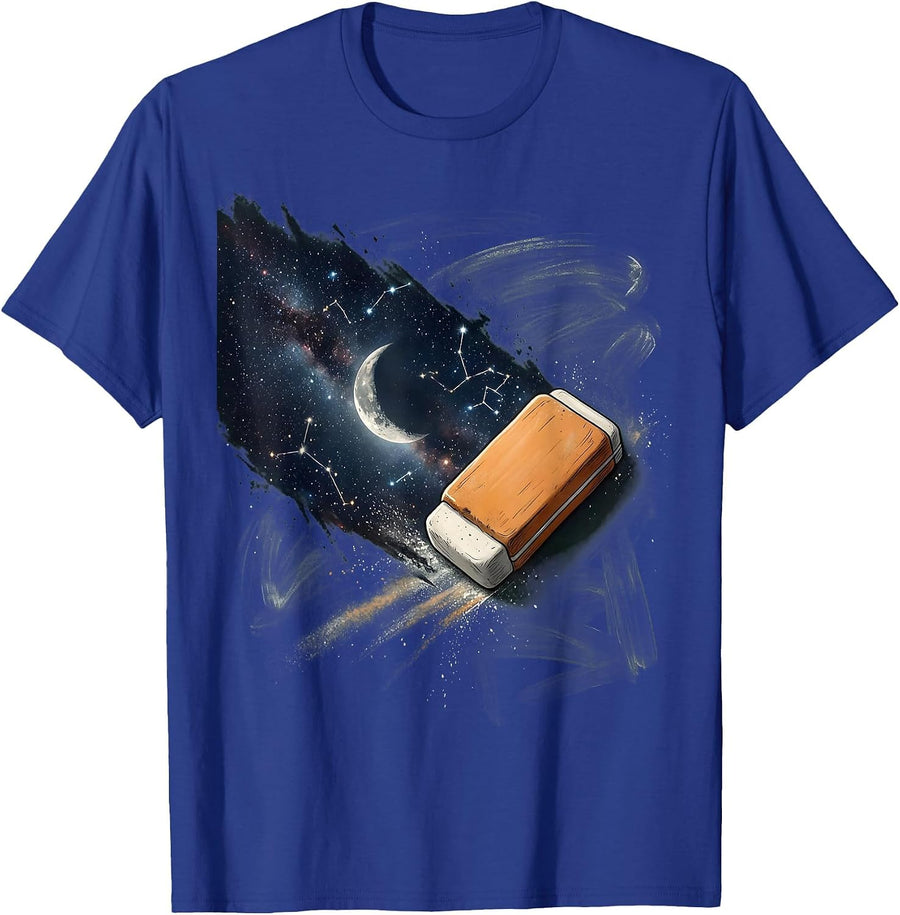 Chalkboard Eraser Starry Sky Teacher Design T-Shirt - Royal Blue