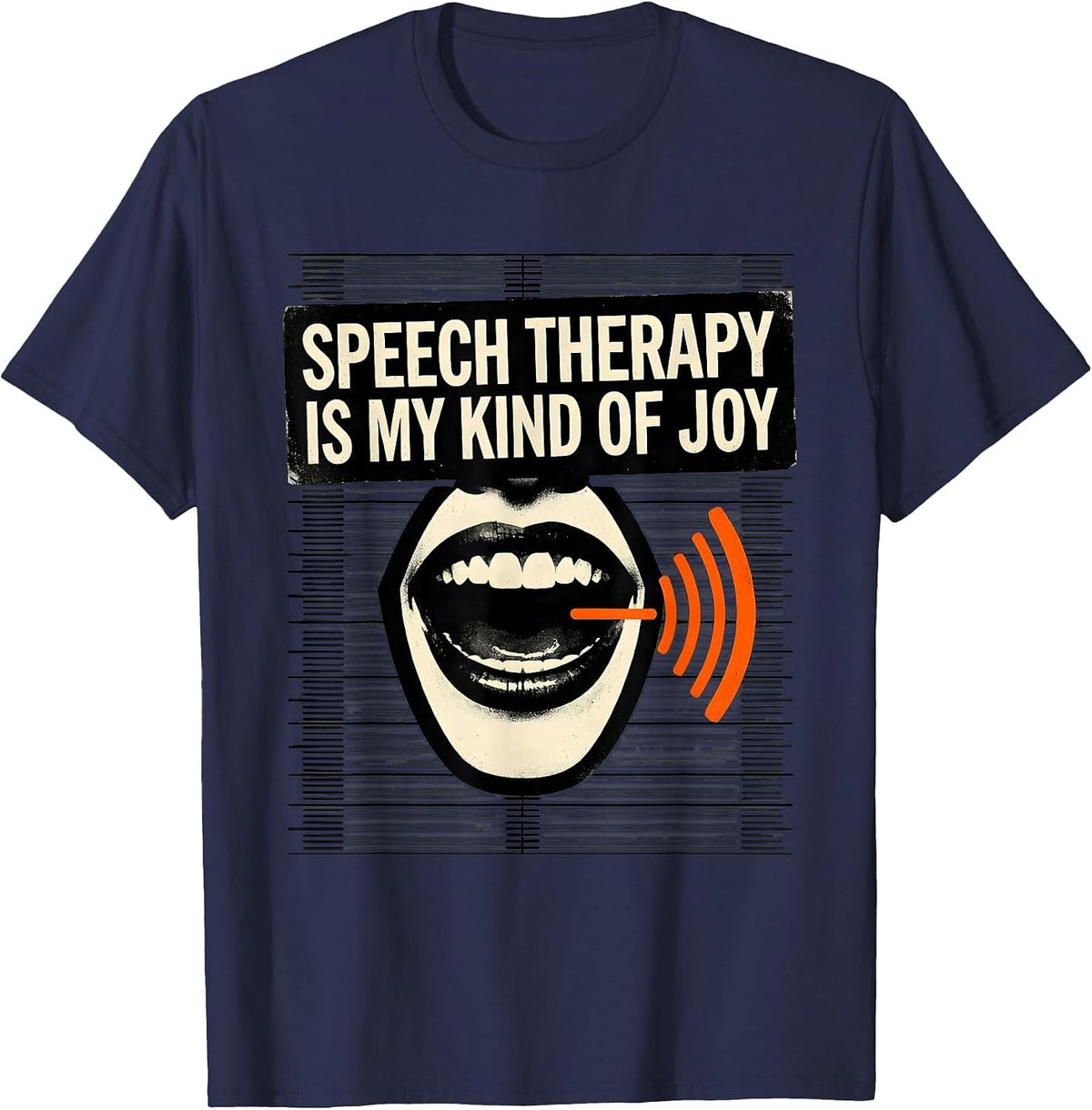 Men's Speech Therapy Is My Kind of Joy Stencil Nurse Healthcare T-Shirt - Navy Blue