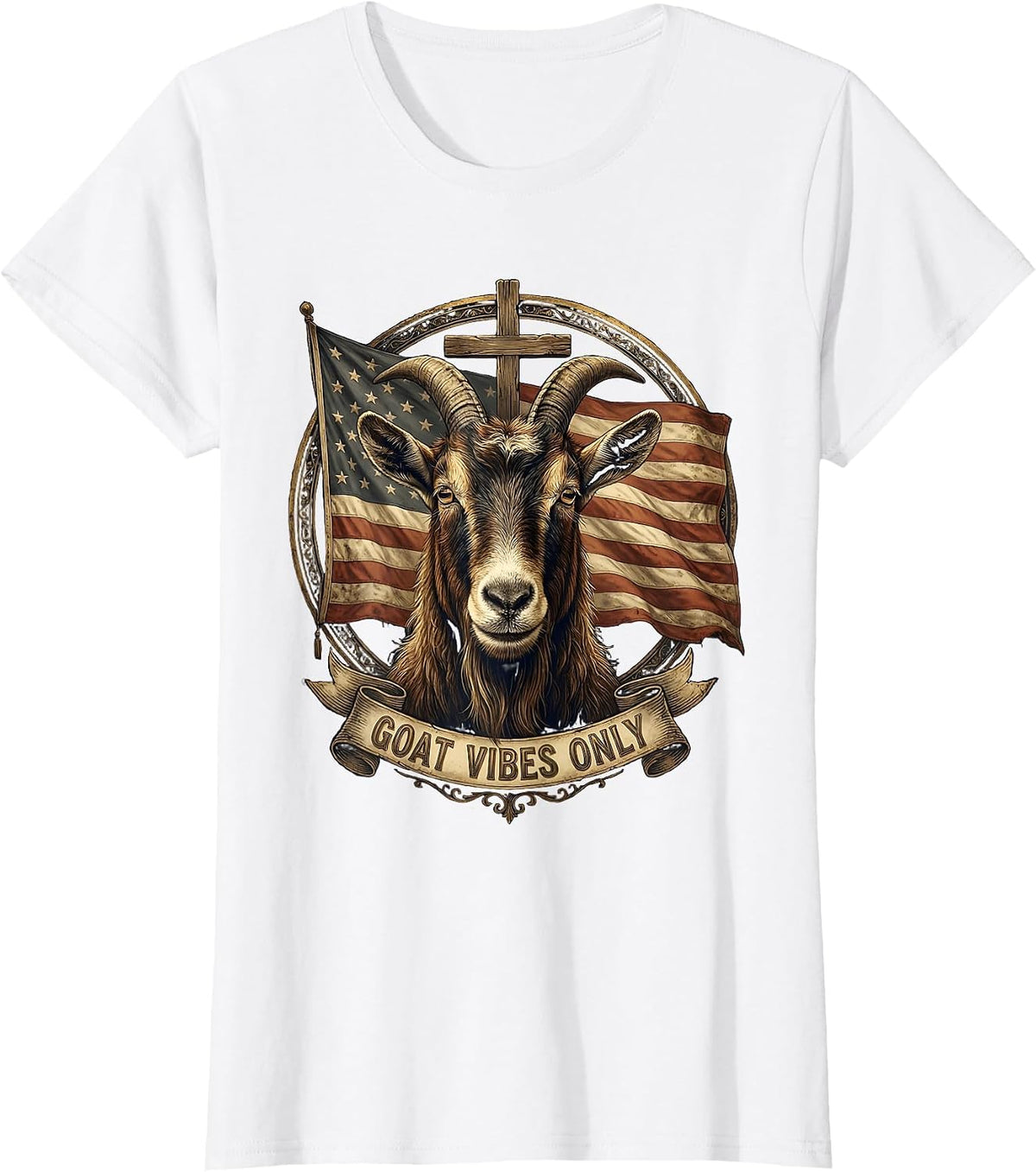 Goat Vibes Only Funny Goat Lover Design T-Shirt - White