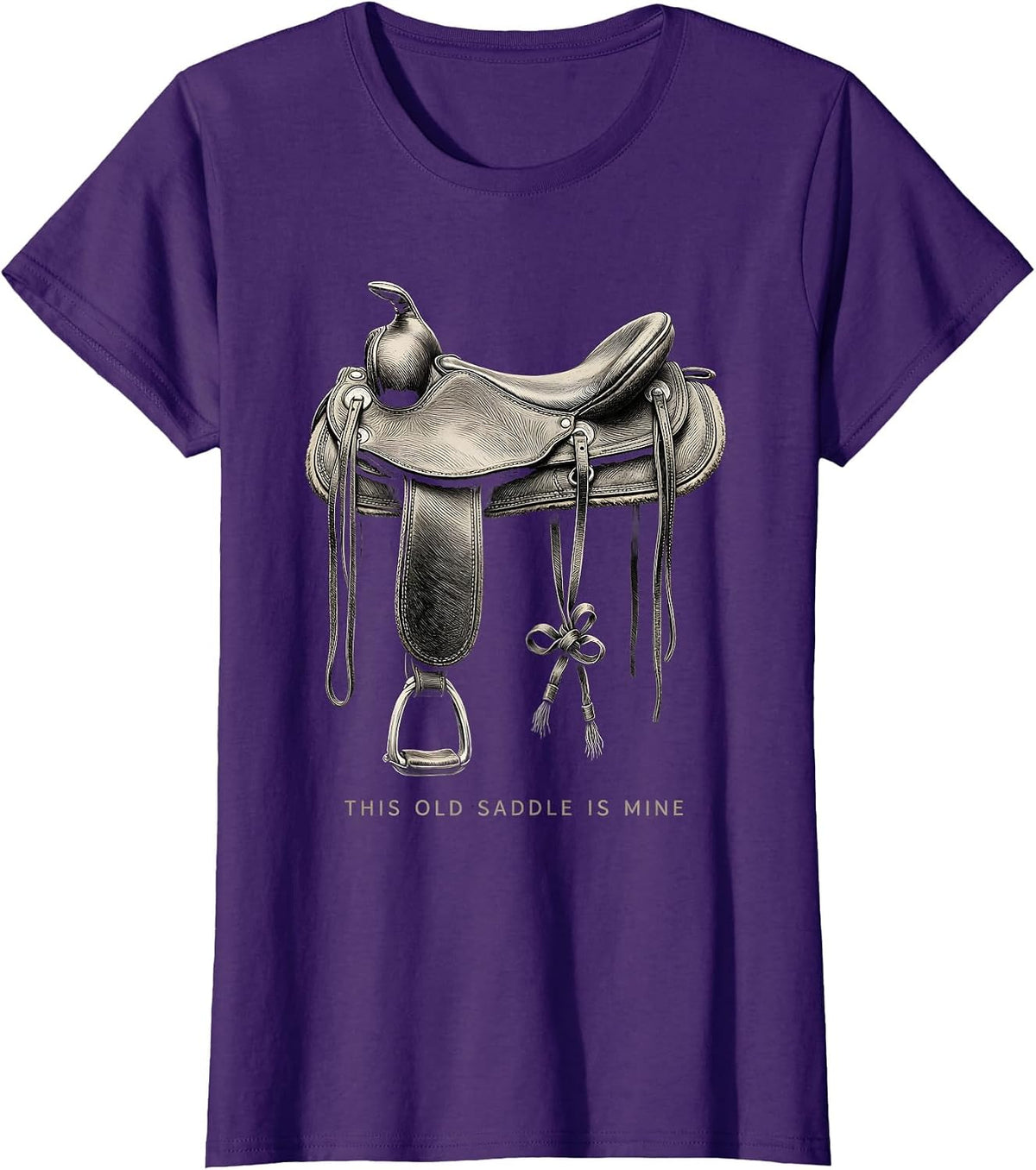 Women's This Old Saddle Is Mine Cute Coquette Bow Western Humor T-Shirt - Purple