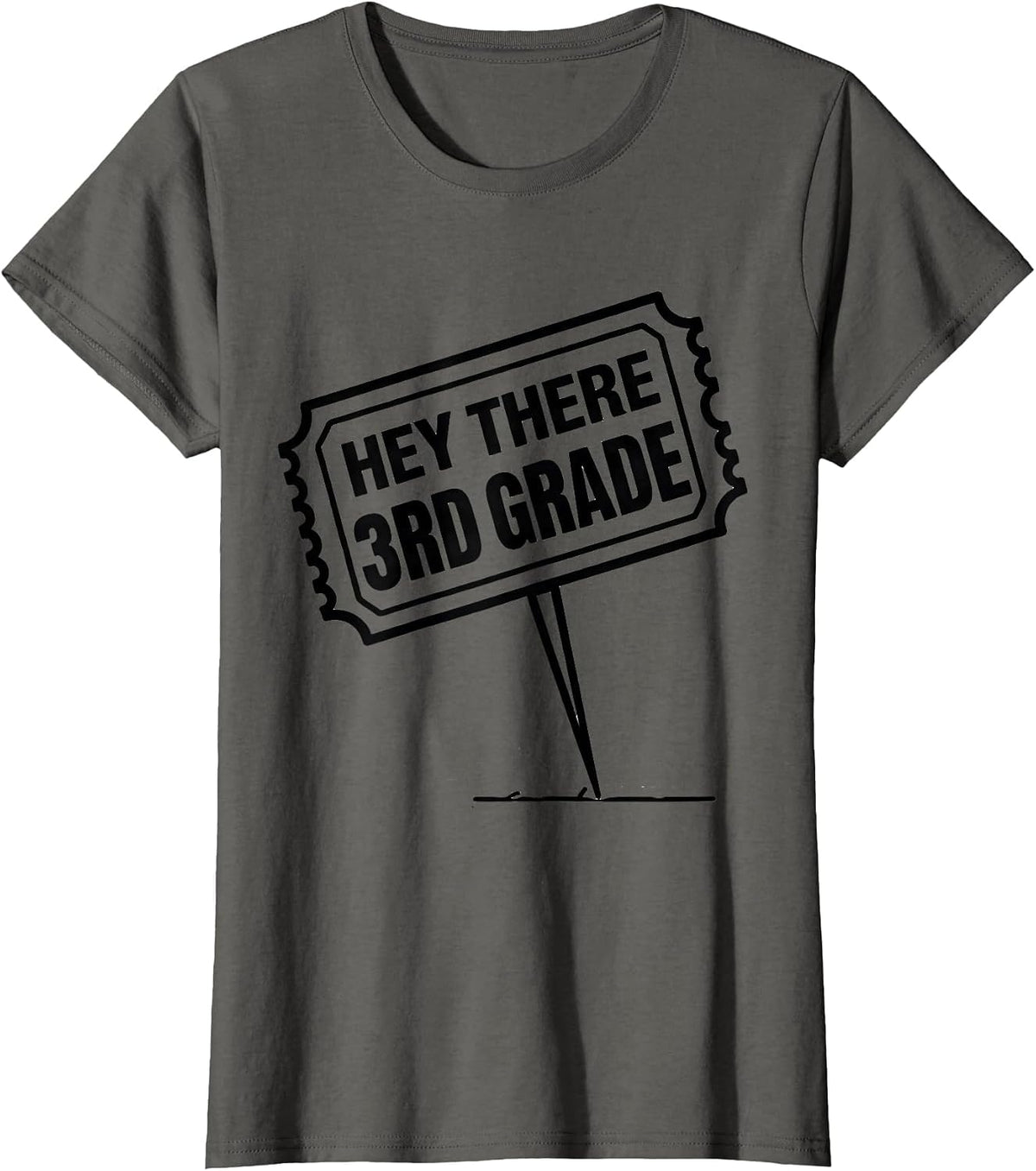 Women's Hey There, 3rd Grade Funny Teacher Back To School Crew T-Shirt - Asphalt Grey
