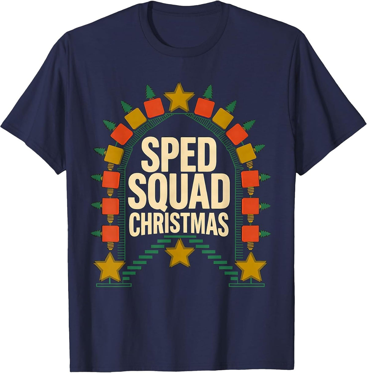 SPED Squad Christmas Funny Teacher Christmas Squad Holiday T-Shirt - Navy Blue