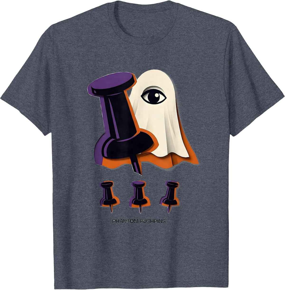 Phantom Pushpins Funny Teacher Halloween School Supplies T-Shirt - Heather Blue