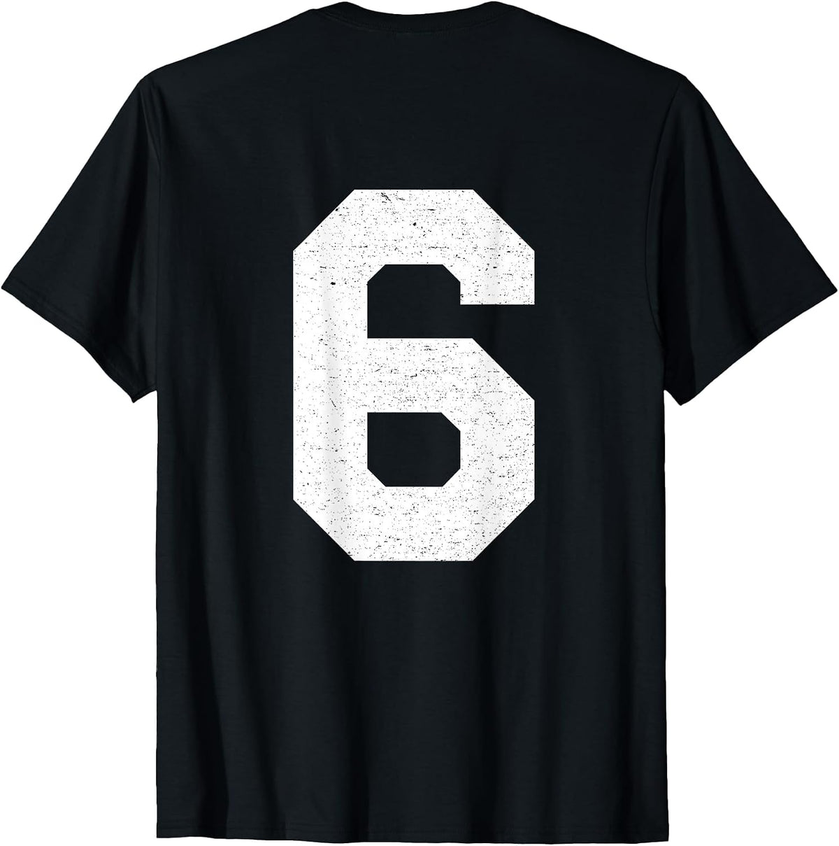 #6 Jersey Uniform Varsity Sports Number, 6th Birthday T-Shirt - Black