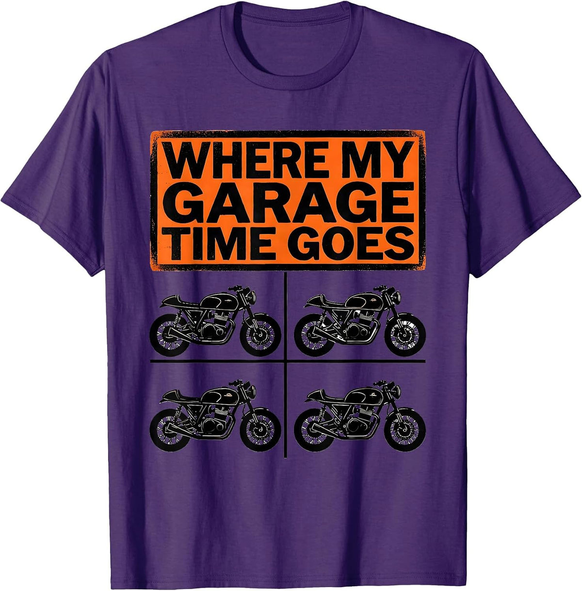 Where My Garage Time Goes Funny Biker Motorcycle Dirt Bike T-Shirt - Purple