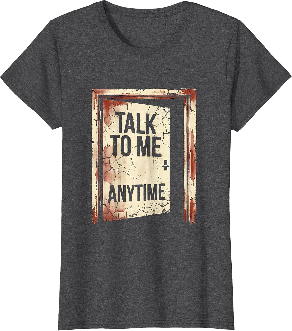 Women's Talk to Me Anytime School Counselor Design T-Shirt - Dark Heather Grey