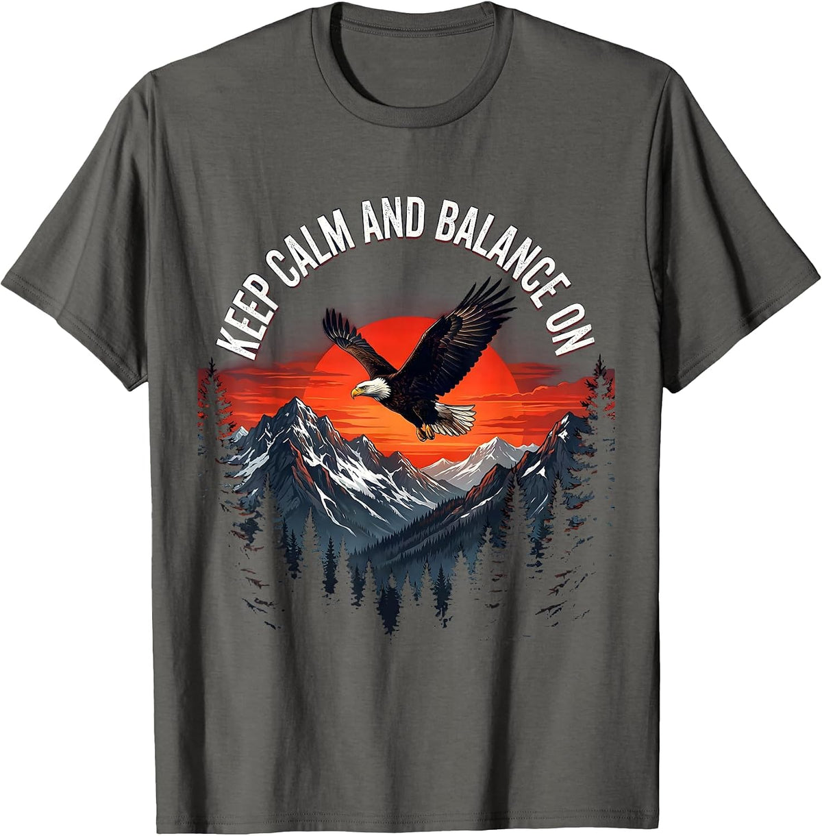 Men's Keep Calm and Balance On Fall Prevention Design T-Shirt - Asphalt Grey