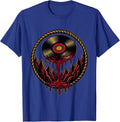 Melting Vinyl Record Over Jagged Cliffs Rock Art T-Shirt - Royal Blue